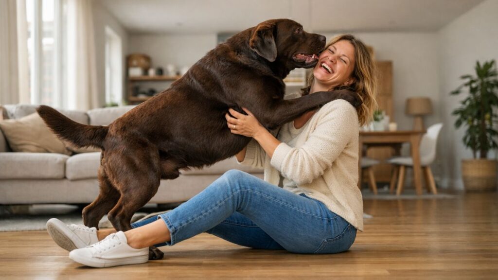 chien saute sur les gens