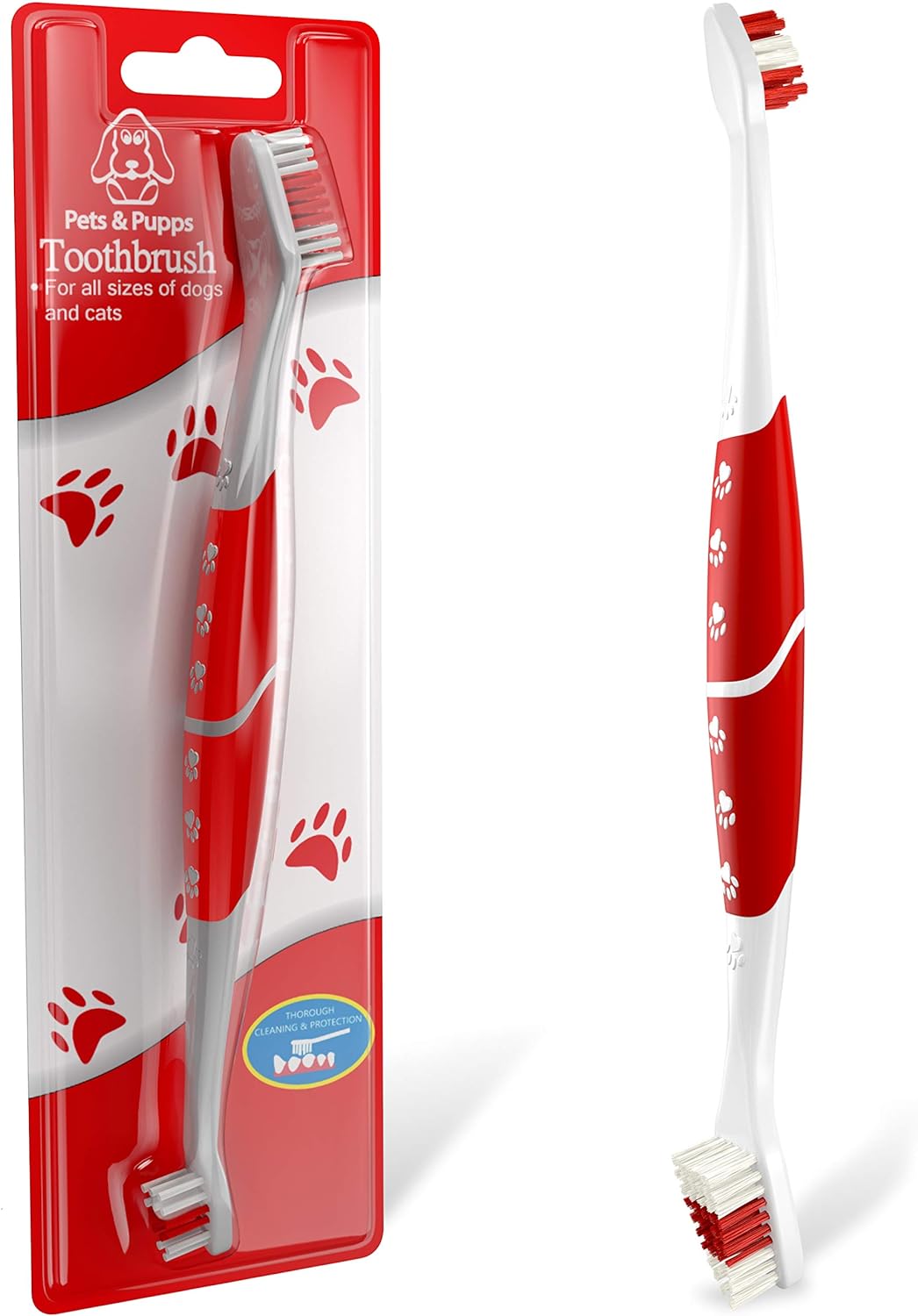 Brosse à dents pour chien et chat double tête