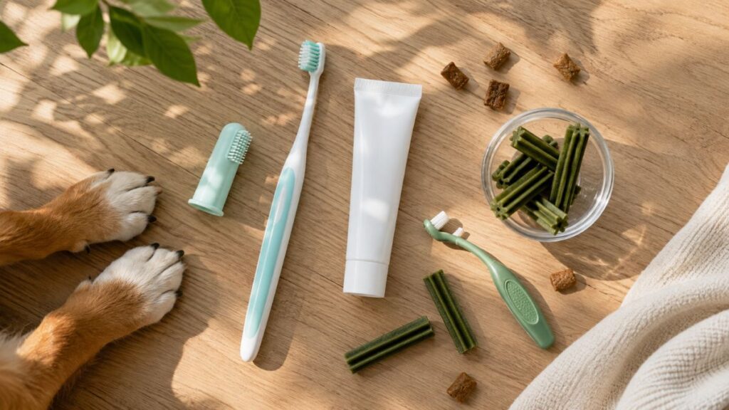 Brosse à dents pour chien et dentifrice